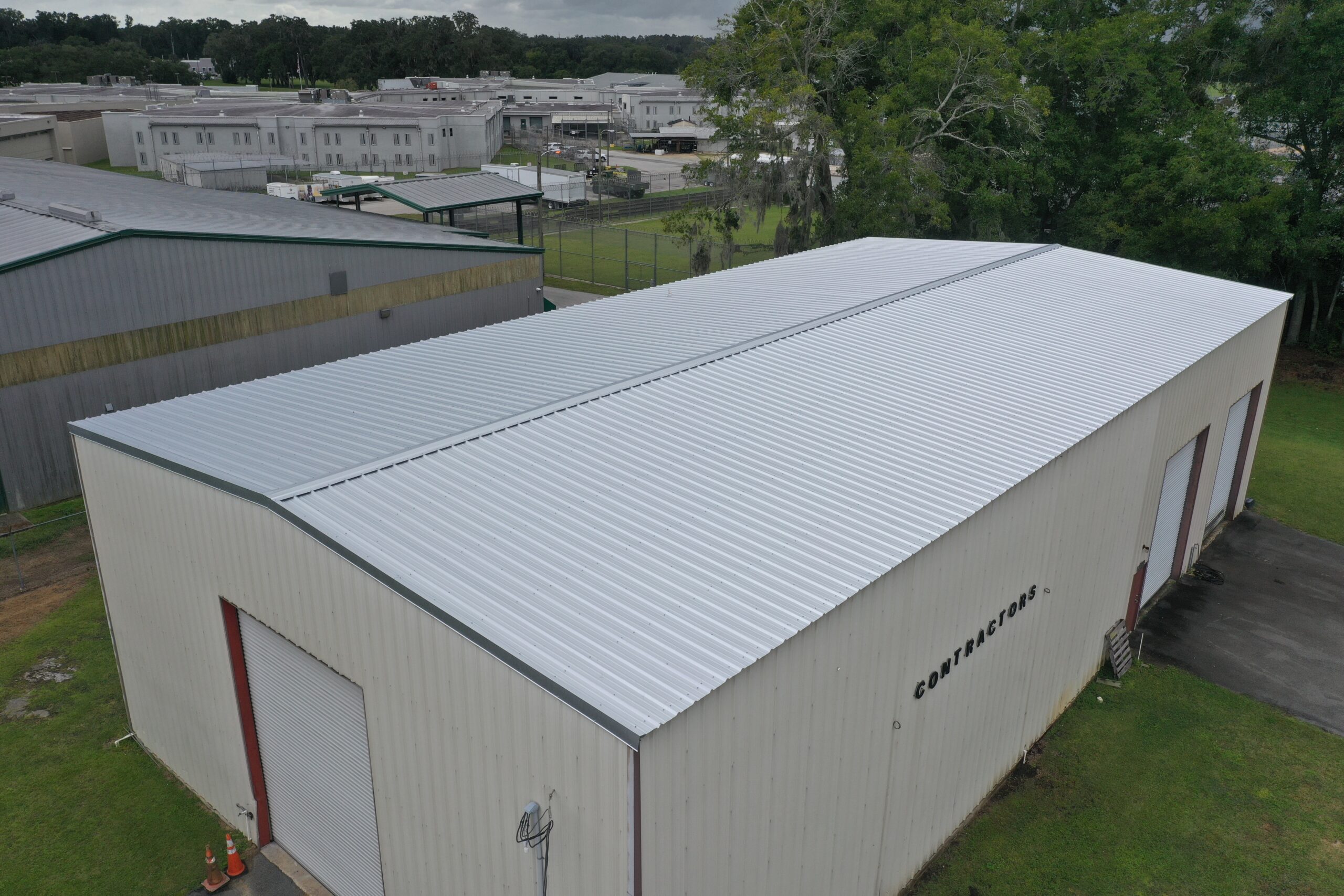 Standing seam metal roof on a commercial building in Ocala, Florida installed by Southern Pro Roofing
